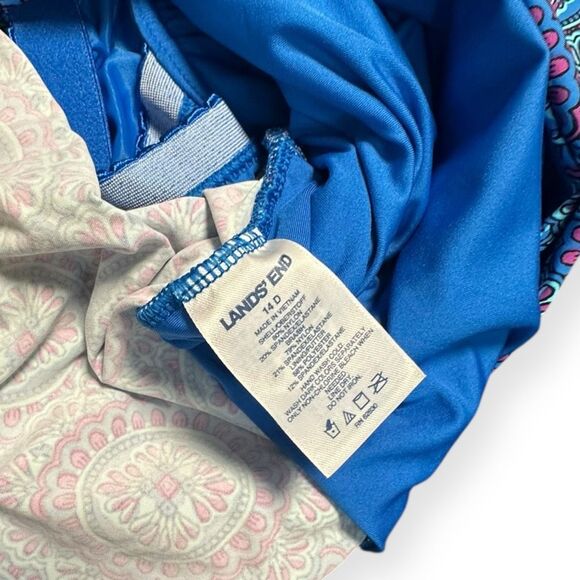 LANDS’ END Women’s Multi-Color Mosaic Underwire Wrap Tankini Top Size 14DD - Picture 4 of 5